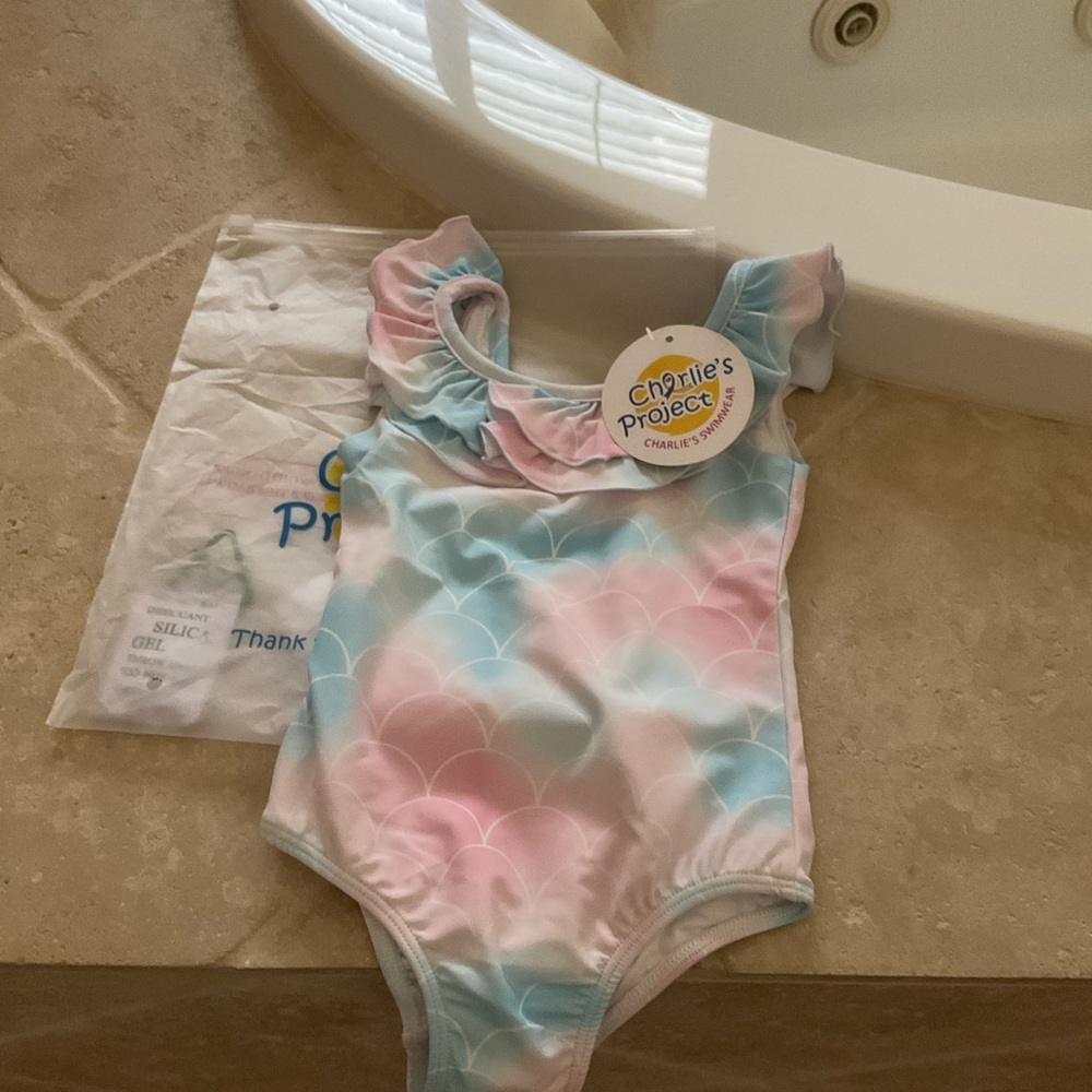NWT Charlie’s Project mermaid scale print swimsuit